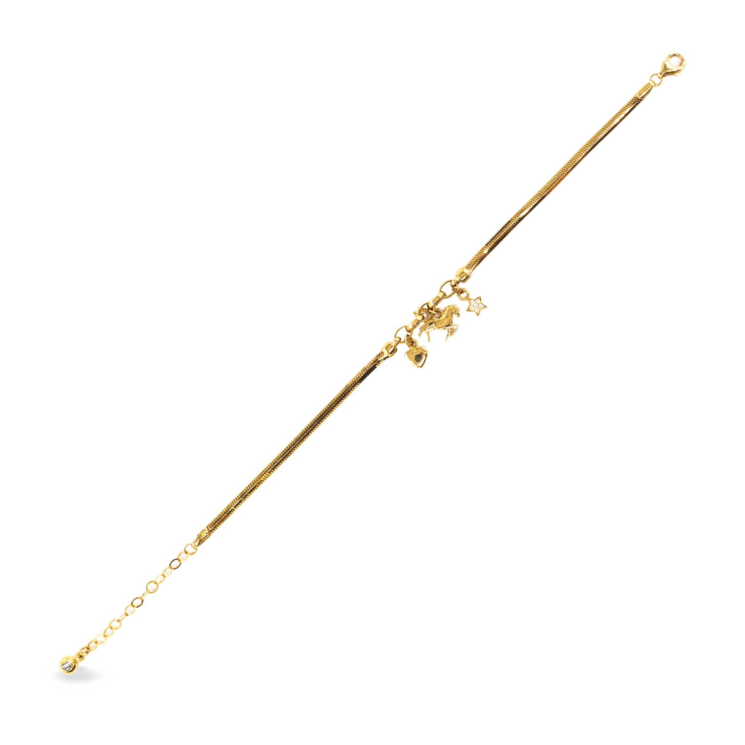 14 Ayar Altın At Figürlü Charm Bileklik