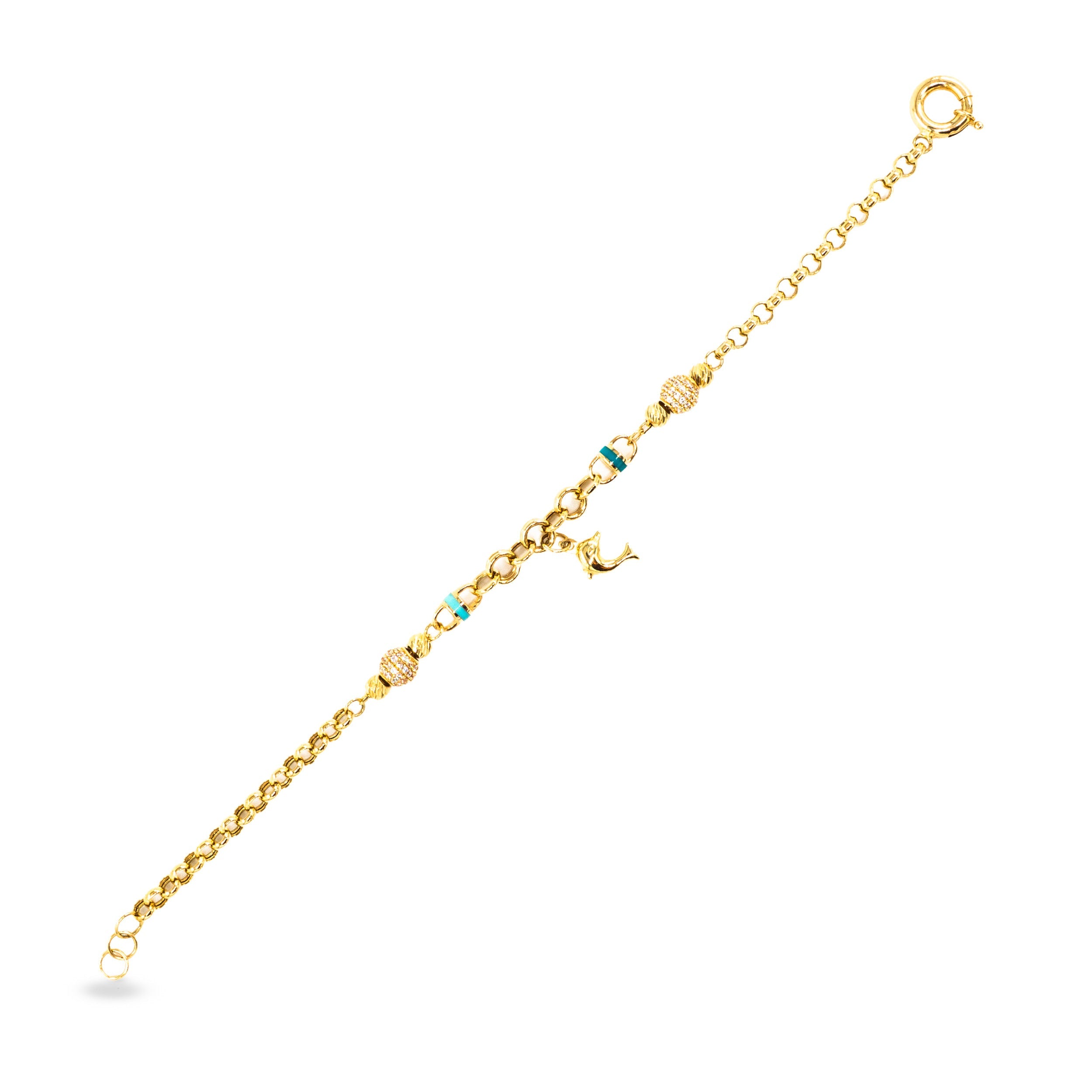 14 Ayar Altın Mine Detaylı Kuş Figürlü Dorika Bileklik