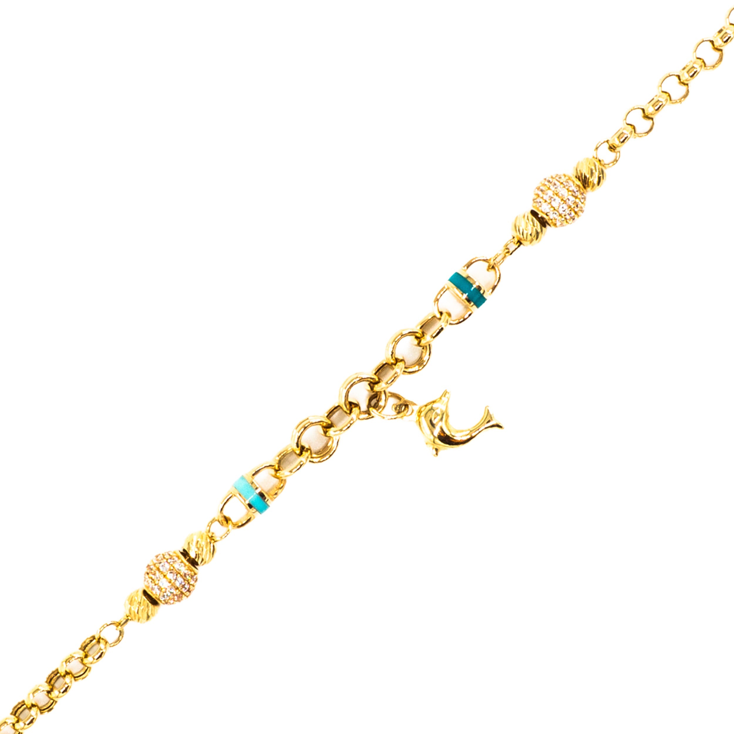 14 Ayar Altın Mine Detaylı Kuş Figürlü Dorika Bileklik