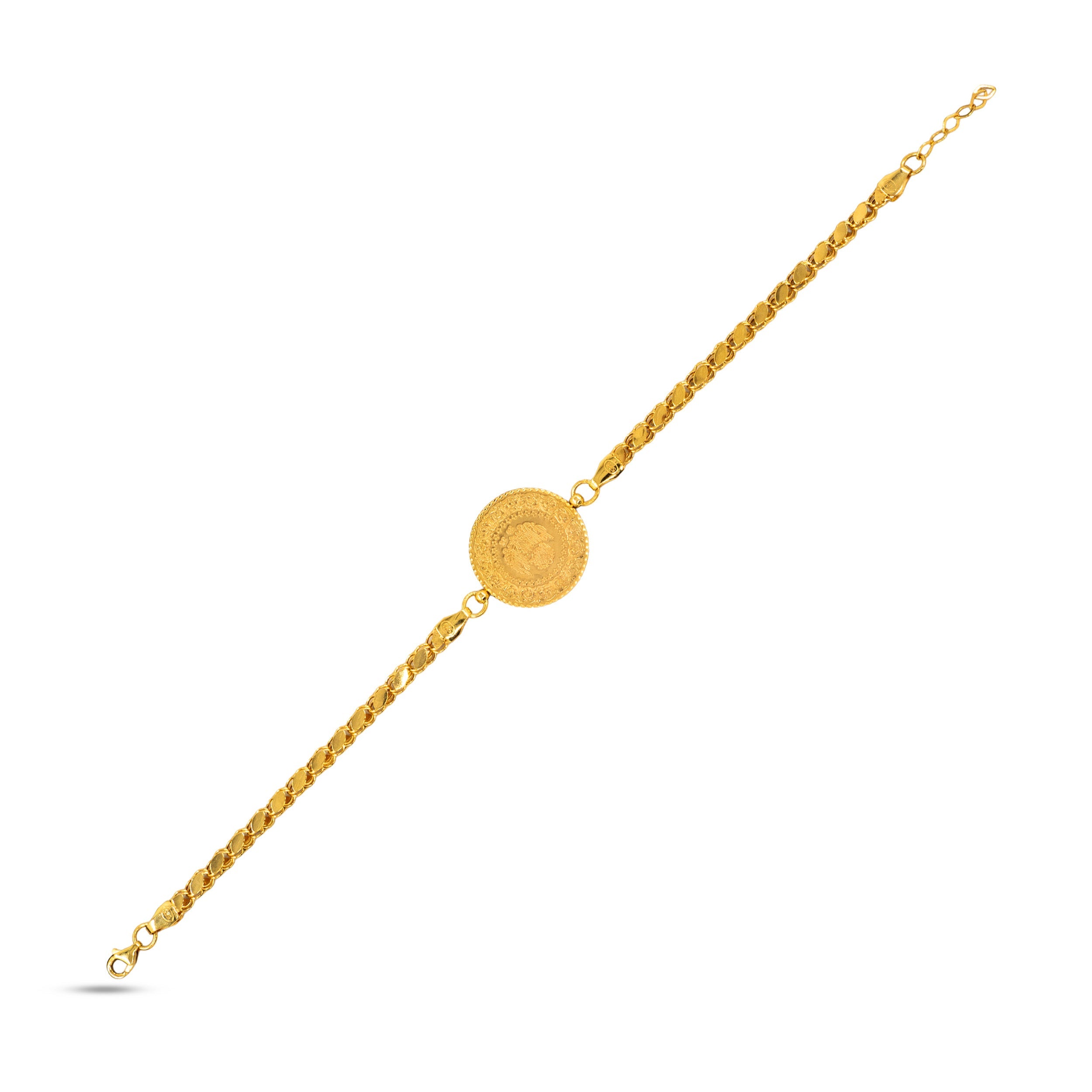 14 Ayar Altın Halat Zincir Çeyrek Altınlı Bileklik