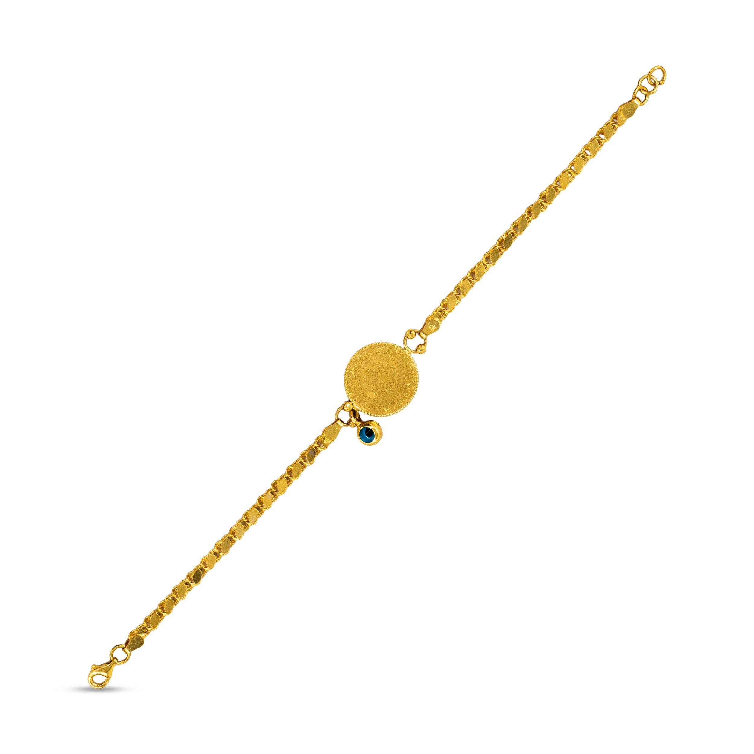 14 Ayar Altın Çeyrek Altınlı Pullu Zincir Bileklik