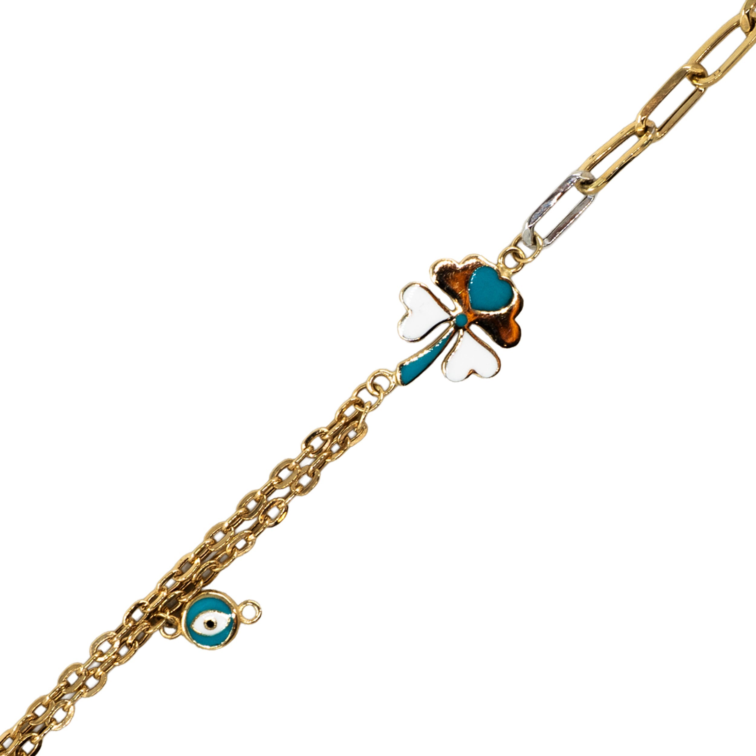 14 Ayar Altın Yonca Figürlü Nazar Bileklik