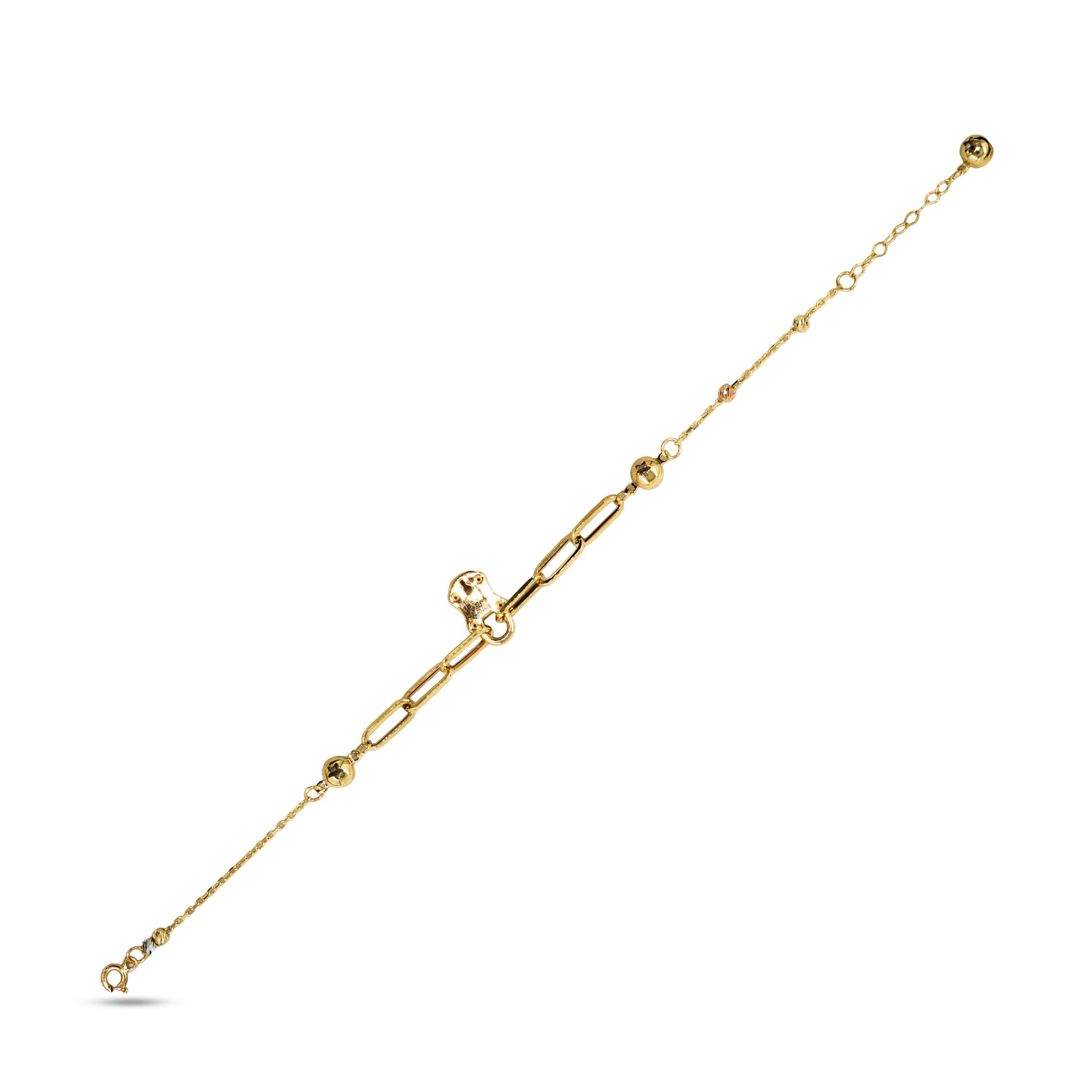 14 Ayar Altın Dorika ve Kilit Figürlü Ataç Zincir Bileklik